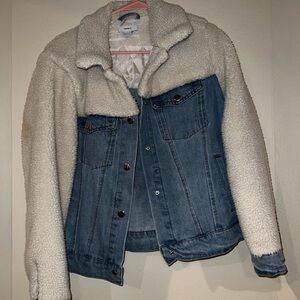 Forever 21 Blue Denim and White Sherpa Jacket
